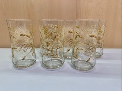 Set of 6 Vintage Libbey Wheat Dried Flowers Glasses Tumblers 5.25″