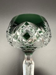 Rare Vintage Val Saint Lambert, Crystal Wine Hock, Color Emerald Green Signed