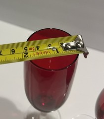 Champagne Flute Glasses Ruby Red, Clear Stem 9″Gorgeous, Elegant,Party,Gift,Fire