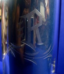 Monogram R MCM Cut Etched 4 Highball Glasses Block Script Vintage Vine Ivy Vtg