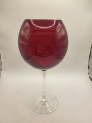Vintage Mikasa Crystal Cheers Ruby Red Etched Balloon Wine Glass 9″ Tall – VGC