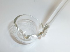 Rare small glass punch bowl with 6 glasses and ladle Josephinenhütte about 1900