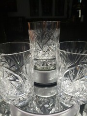 7 Tumblers DOF 4″ Glasses fans Pinwheel buzzstar crystal Leanore American Cut