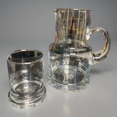 Vintage Bedside Tumble-Up 2 Piece Pitcher And Cup-Clear Glass