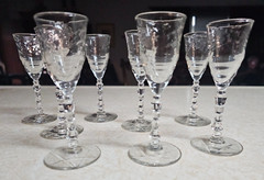 Vintage Libbey Rock Sharpe “Arctic Rose” Crystal Cordial Glasses – Set of 8