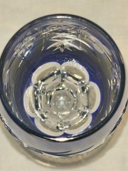 2 Vintage Nachtmann Bamberg Blue Cut to Clear Champagne Flutes Heavy 9”