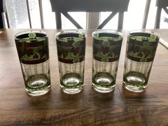 Vtg Golden Grapes Green by Cera Highball Glasses Set of 4, 5.5 Inch Tall 13oz