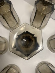Fostoria Virginia Brown Smokey Wine Water Goblets Footed Glasses 7.25” Set of 7