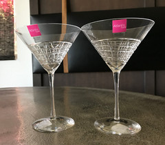 Atlantis Crystal CROCO Martini Glasses 7 3/8″ Set of 2 New