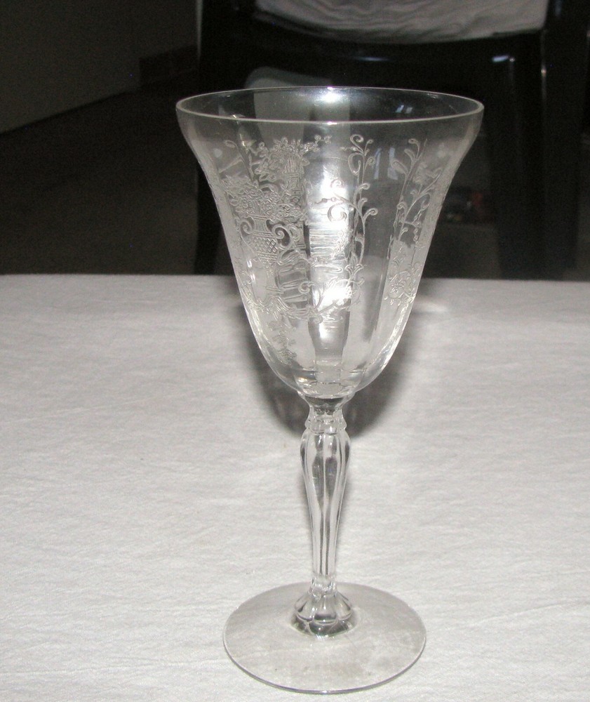 Fostoria Water Goblet, Florentine, Crystal Clear, 7 3/8″