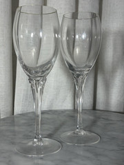 Vintage Gorham Andante Gold Trim White Wine Glasses 7 1/2″ Pair