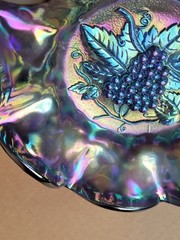 Super Scarce Electric Blue Imperial Carnival Glass Heavy Grape Bowl BUY IT!!