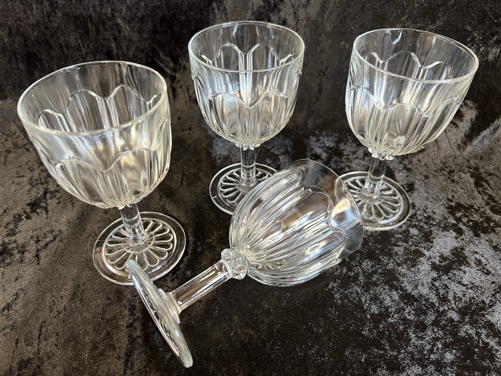 Anchor Hocking Clear/Crystal Knife Fork COLONIAL 5 3/4″ Water Goblets – Set of 4