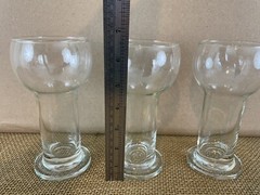 Set of 3 Vintage 10 oz Solid Clear Glass Wine Beer Glasses