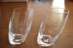 Nambe Highball Glasses Tilted Slanted Crystal Handcrafted Crystal 5” Set of 2