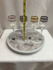 Cristalleria Fumo Italian Cordial Liqueur Glasses Set of 4 Gold Rim Boxed
