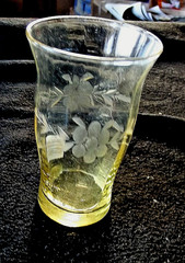 Standard glass company yellow depression glass floral 3 7/8″ tumbler
