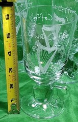 4 Irish Coffee Mugs *EAMON* Ireland Glass Liqueur Cups Etched Harps Shamrocks