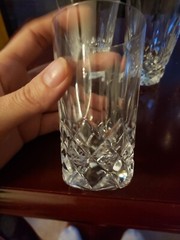 Set (4) Juice Tumblers 3-3/4″ Glasses Irish Signed Galway Crystal «Clifden Cut»
