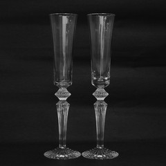 Baccarat Mille Nuits Flutissimo Crystal Champagne Flute Pair Set of 2 Clear NIB