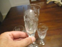 Heisey Waverly Rose Fine Crystal etched Roses 5 1/2» cocktail/champagne glasses