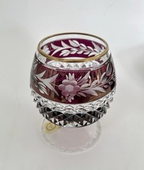 Bohemian Cut Crystal Amethyst Brandy Glass Germany ~ Ebeling & Reuss?