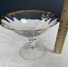Jamestown Clear (Gold Trim) Compote 4 1/2″ x 5 3/4″ EUC Austria Dessert Fruit