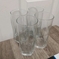 Crisa Set of 4 Panel Glass Flat Bottom Tumblers 6 1/8″