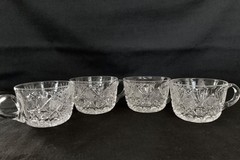 AMERICAN BRILLIANT CUT GLASS HARVARD PATTERN PUNCH CUPS (4) C.1900