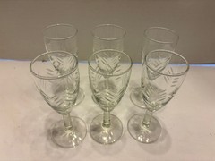 Set of 6 Javit Badash Crystal Glasses ‘Rain’ Wine Cordial Cocktail USA VTG