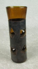 Felipe Derflingher Caged Imprisoned Amber Drinking Glass 7-3/4 in Tall MCM