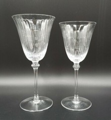 Cristal De Sevres TITIEN Water Goblet & Wine Glass MINT HTF Ribbed Optic