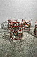 Vintage Libbey Reindeer in Wreath Double Old Fashioned Glasses Set of 4 (190)