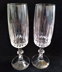 Set 2 Schott Zwiesel Lead Crystal Tango Pattern Champagne Flutes 8″T