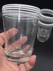 Rare Anthropology Hand Blown Juice Glasse 8oz, Brilliant White swirl Set Of 3