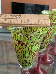Abigails Czech Republic Handblown Green Confetti Splatter Water Goblet 4 Tutti