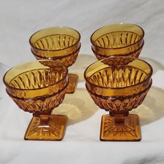 Indiana Glass Co Mount Vernon Amber Sherbet Glasses 6 oz Set of 4, MPN 0556