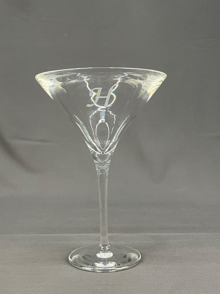 HTF Waterford Crystal ECLIPSE Clear 7 3/4″ Martini Glass w/ ‘H’ Monogram: MINT
