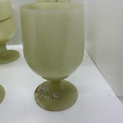 Onyx Marble 5” Green Goblets Set of 6 Hand-Carved Stone Wine Goblets Vintage
