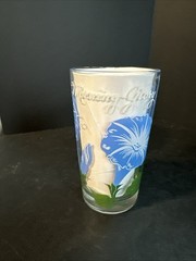 Vintage MCM 1950’s Peanut Butter Glasses Morning Glory Blue w/white 5” Tumbler
