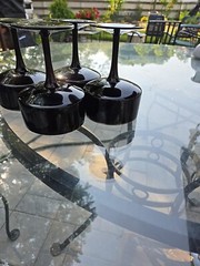 Lenox Venture Black Platinum Trim Crystal Champagne Mid-Century Modern Set Of 4