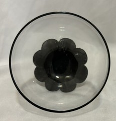 HC Fry Set Of 6 Art Glass Footed Black Petal Sherbets 3”H 3.25”D