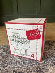 Lenox Holiday Iced Beverage Glass-24k Gold Lining- Set of 4-SEALED-NEW IN BOX