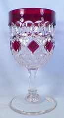 Thompson Loop & Block Water Goblet #23 Ruby Stain Clear Glass EAPG 1893 Antique