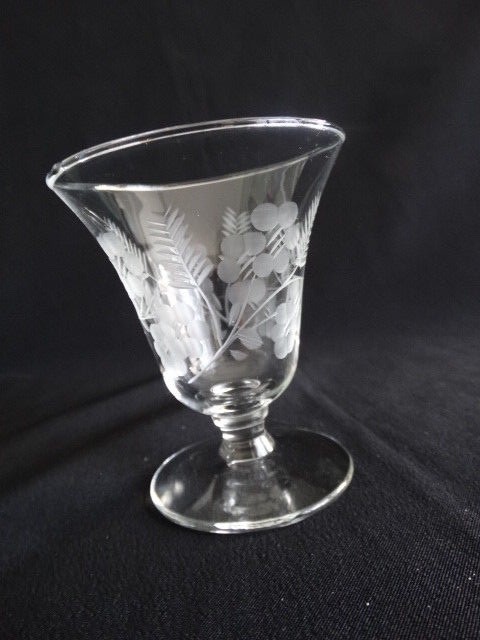Libbey Rock Sharpe Grey Cut 3007-12 Shrimp/Fruit Cocktail Flowers Ferns Upward