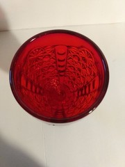 LG Wright (For Fenton?) Goblet Daisy & Button Ruby Red Glass 6″ Tall 3″ Dia