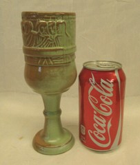 FRANKOMA Pottery Prairie Green Lord’s Supper Chalice Wine Goblet 7.5″ tall RARE