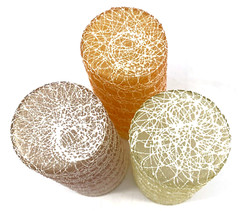 Spaghetti String Rubber Coated Drink Glasses Tumblers Set of 3 Vintage