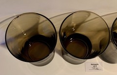 4 Anchor Hocking Linden Smokey Brown Tawny Glass Flared Tumblers Lowball Vintage