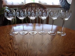 Etched Wine Floral Blown 6 Oz Smooth Stem – Set of 6 Glasses